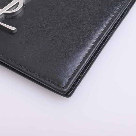 Saint Laurent Leather Money Clip Bifold Wallet Billfold Black - Picture 3 of 8